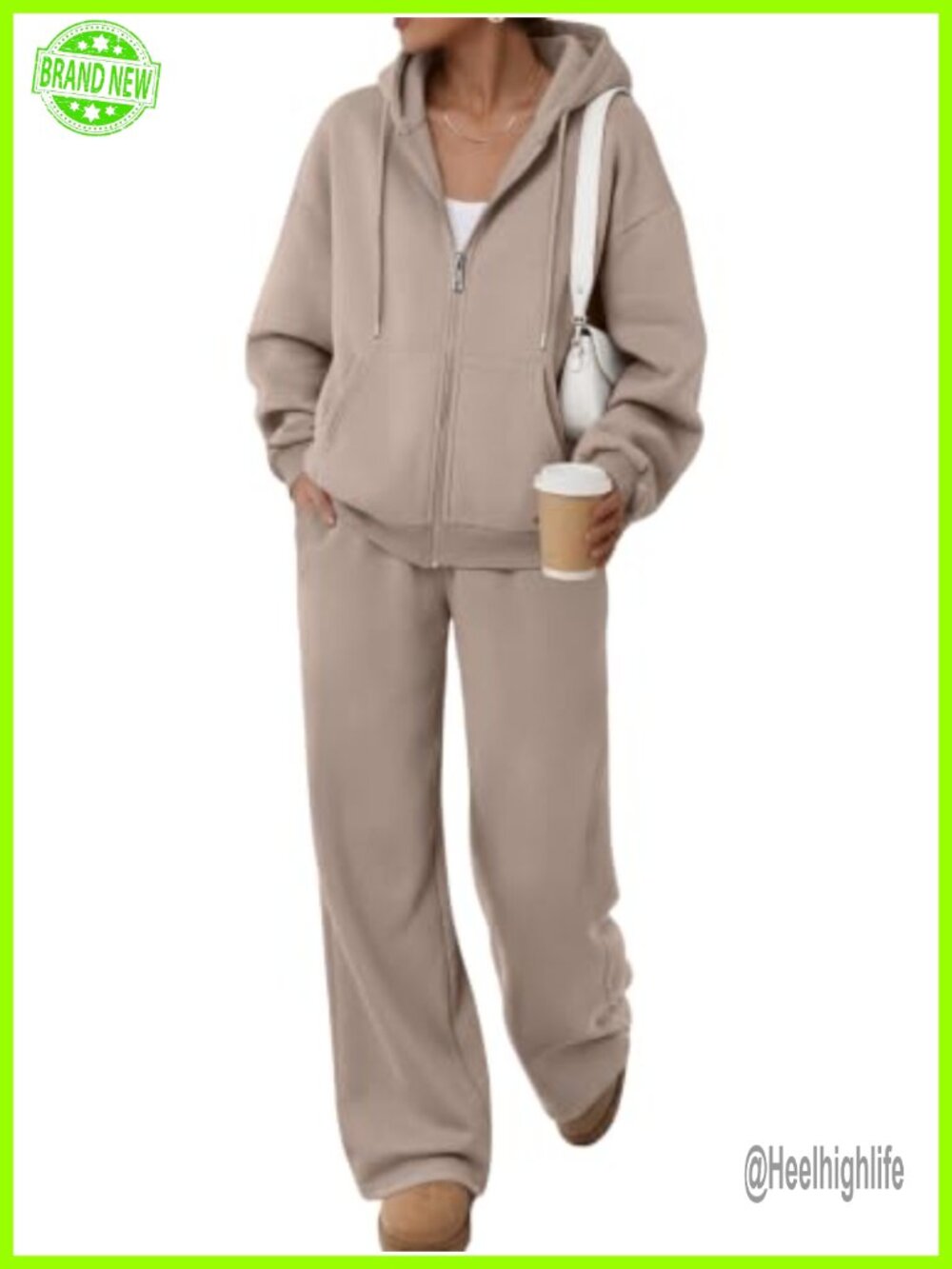 Womens Zip Up Sweatsuit Lounge Set Fleece Lined 2 Piece